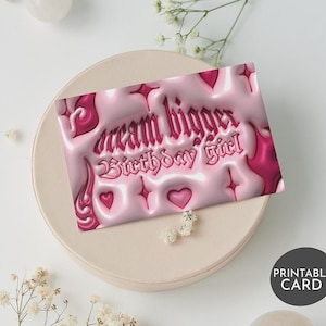Cartão de aniversário com efeito 3D – Sonhe mais alto, aniversariante! – Cartão de felicitações digital exclusivo, cartão para impressão