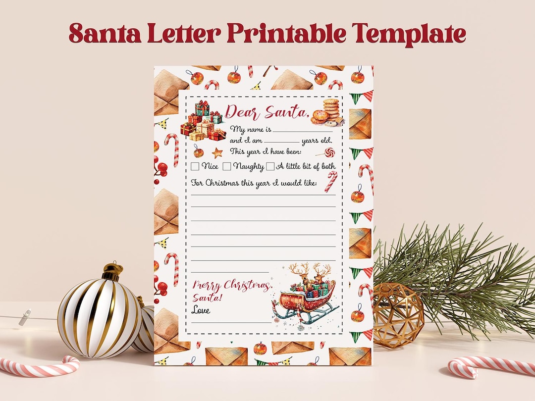 Printable Letter to Santa, Digital Christmas Wish List Template - Etsy UK