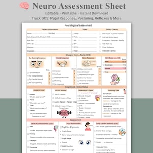 Neuro Assessment Cheat Sheet – Glasgow Coma Scale & Brain Function | Med-Surg Nursing PDF