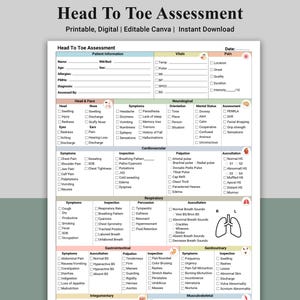 Head To Toe Assessment Template for Nursing Student Head To Toe Template for Nursing Student Head To Toe Assessment Checklist for Nursing