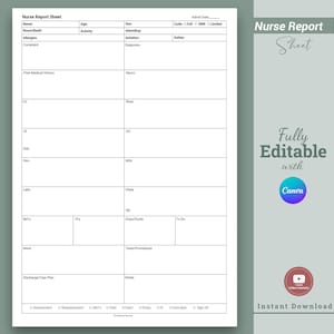ICU Nurse Report Sheet: Editable RN Handoff Template (Canva & PDF)