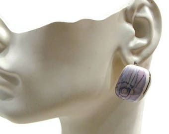 Vintage Ceramic Earrings Vintage Square Earrings Vintage Pierced Earrings