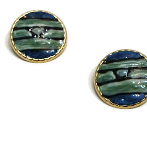 Vintage Green and Blue Earrings Blue and Green Earrings Vintage Stud Earrings Circle Earrings For Women Round Earrings For Women