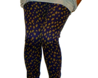 OOAK Dark Blue and Tan Cheetah Print Leggings Cheetah Print Clothing Blue Leopard Print Leggings Leopard Print Leggings High Waist Leggings