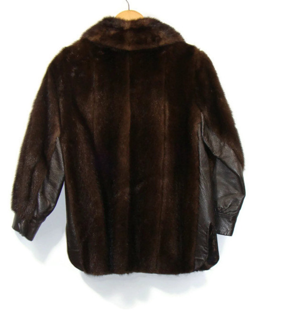 Vintage Brown Mink Fur and Leather Jacket Vintage Mink Fur Coat Fur and ...