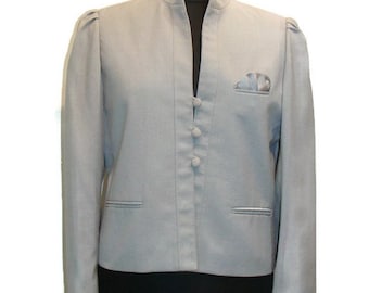 Vintage Light Gray Cropped Jacket Vintage Jackets Women Light Grey Jacket Womens Grey Jacket For Women Women's Vintage Jackets Grey Blazers