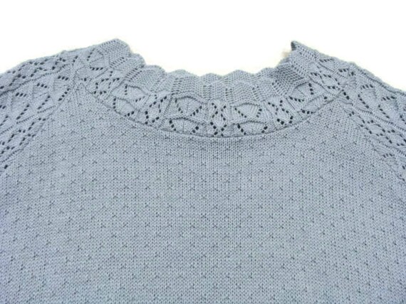 Vintage Short Sleeve Knit Sweater Vintage Gray Sh… - image 7