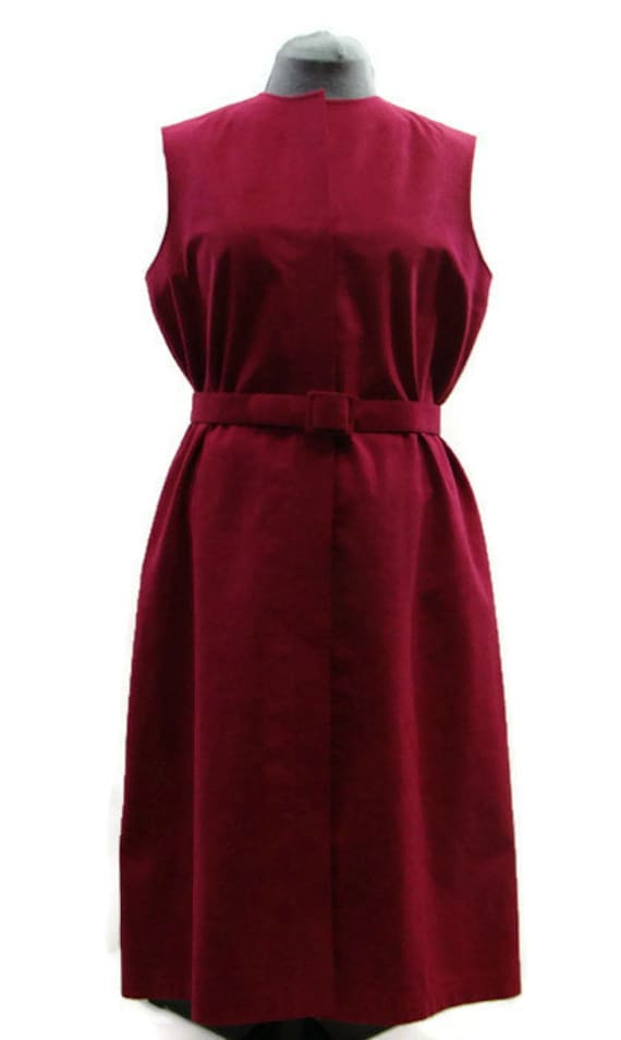 Vintage Faux Suede Dress Vintage Sleeveless Dress Vintage Button Up Dress Vintage Retro Dresses Burgundy Dresses Long Ladies Vintage Dresses