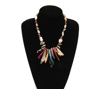 Vintage Shell Necklace Shell Pendant Necklace Vintage Colorful Shell Necklace