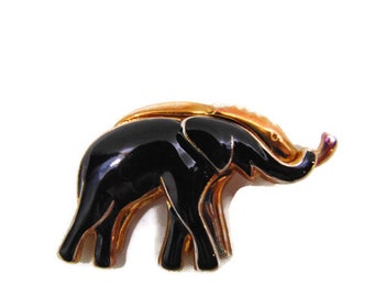 Vintage Elephant Brooch Vintage Animal Brooches Vintage Gold and Black Elephant Brooch