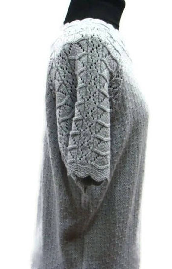 Vintage Short Sleeve Knit Sweater Vintage Gray Sh… - image 6