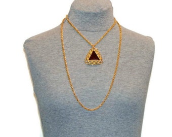 OOAK Gold Double Strand Brooch Pendant Necklace Vintage Brooch Necklace Repurposed Vintage Jewelry One Of A Kind Jewelry Brooch Jewellery