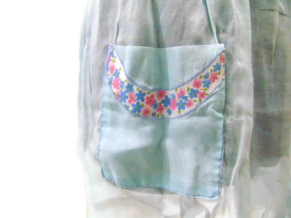 Vintage Sheer Aprons Light Blue Apron Womens Apro… - image 4