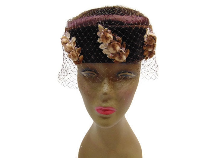 Vintage Hat With Veil Vintage Brown 