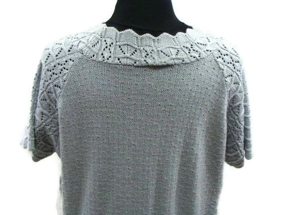 Vintage Short Sleeve Knit Sweater Vintage Gray Sh… - image 2