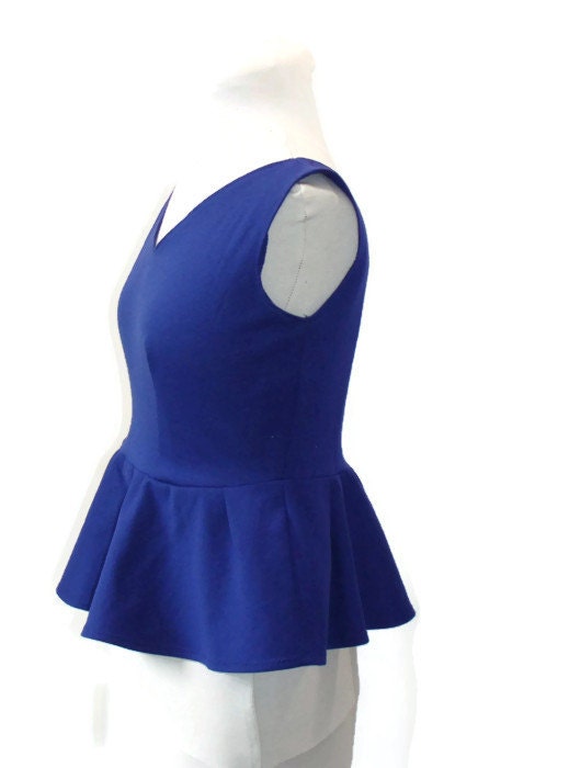 OOAK 60's Inspired Peplum Crop Top Royal Blue Peplum Tops - Etsy