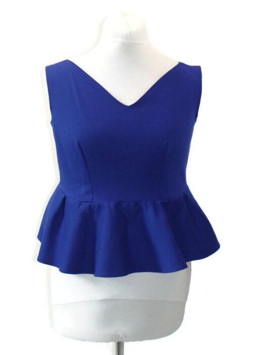 OOAK 60's Inspired Peplum Crop Top Royal Blue Peplum Tops - Etsy