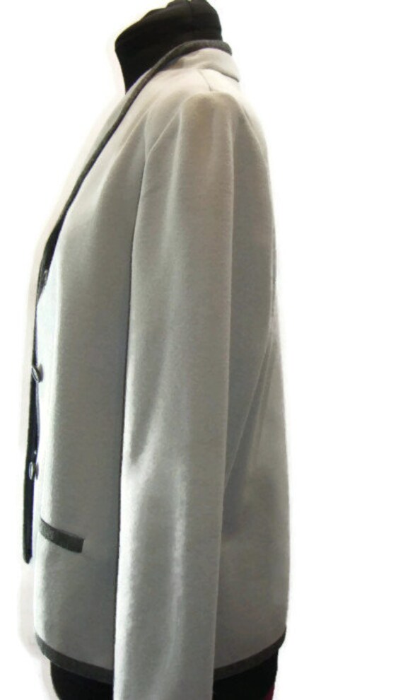 Vintage Light Gray Knit Cardigan Shawl Collar Car… - image 5