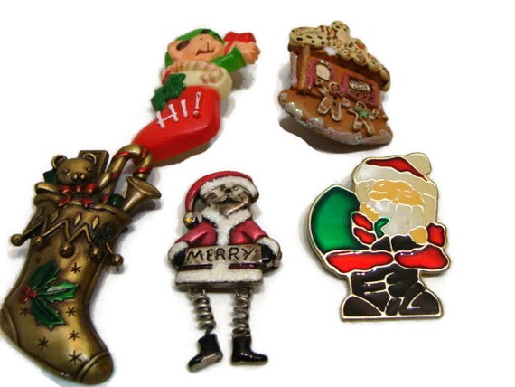 Vintage Lot of Christmas Pin Brooches Vintage Chr… - image 2