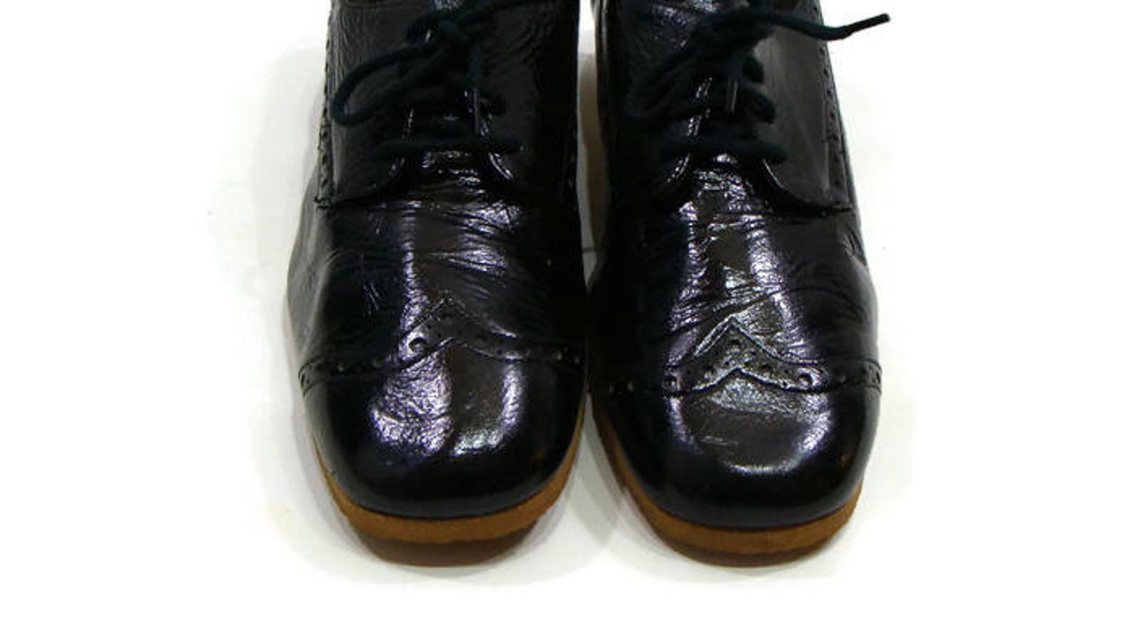 Vintage Patent Leather Brogues Vintage Jet Black Patent - Etsy