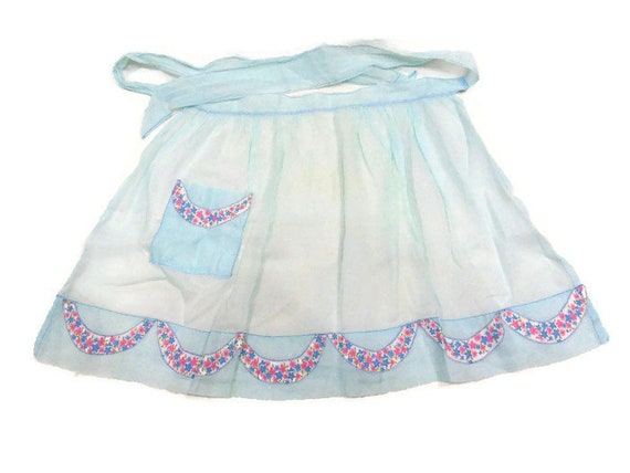 Vintage Sheer Aprons Light Blue Apron Womens Apro… - image 10