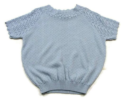 Vintage Short Sleeve Knit Sweater Vintage Gray Sh… - image 4