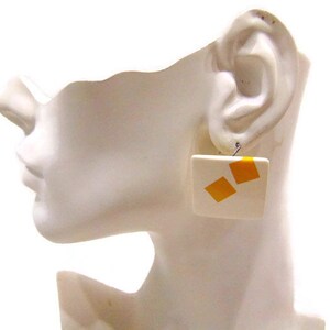 Vintage Square Earrings Vintage Square Cream and Yellow Pierced Earrings