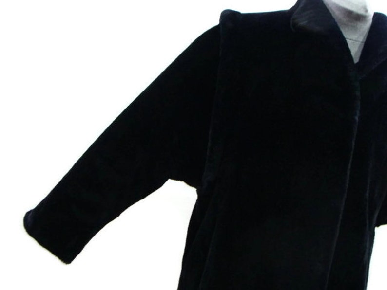 Vintage Black Faux Fur Coat Womens Black Faux Fur Coat Ladies Black Faux Fur Coat Faux Fur Winter Coats Retro Coats image 3