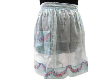 Vintage Sheer Aprons Light Blue Apron Womens Aprons Vintage Vintage Waist Aprons Half Apron Vintage 50s Apron