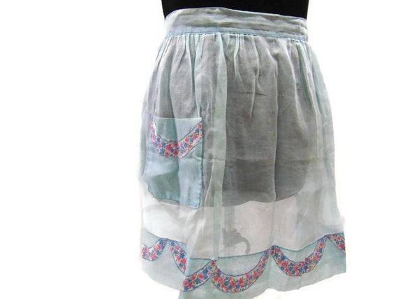 Vintage Sheer Aprons Light Blue Apron Womens Apro… - image 1