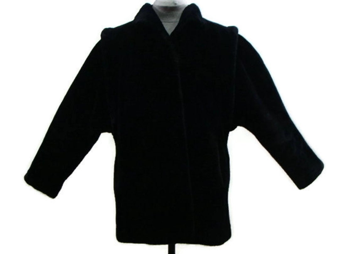 Vintage Black Faux Fur Coat Womens Black Faux Fur Coat Ladies - Etsy