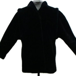 Vintage Black Faux Fur Coat Womens Black Faux Fur Coat Ladies Black Faux Fur Coat Faux Fur Winter Coats Retro Coats