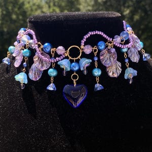 Whimsical Ocean Fairy Glass Beaded Necklace, Fairycore, Handmade