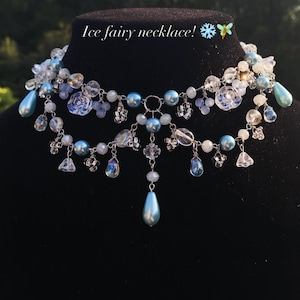 Ice Fairy Glass Beaded Necklace, Whimsical, Fairycore
