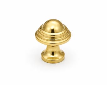 Solid Brass Mushroom Knob with Classic Ringed Design