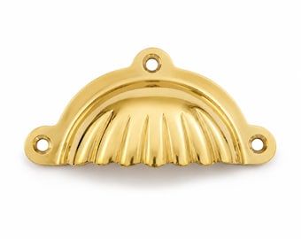 Solid Brass Cup Pull, Classic Vintage Bin Pull Style