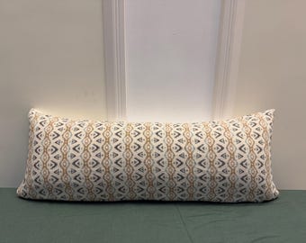 Lumbar Pillow Cover with Neutral Tribal Pattern | Long Decorative Cushion