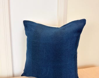 Handmade Navy Blue Textured Pillow Cover – Woven Accent Cushion