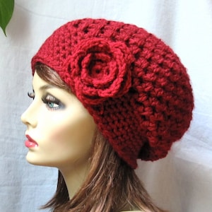 Red Womens Hat, Crochet Beret, Red Rose, Pick Color, Chunky, Warm, Teens, City Hat, Birthday Gifts, Gifts for Her, JE467BTF