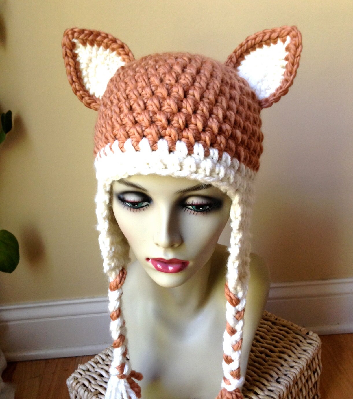 READY SHIP Woman Hat Crochet Fox Hat 