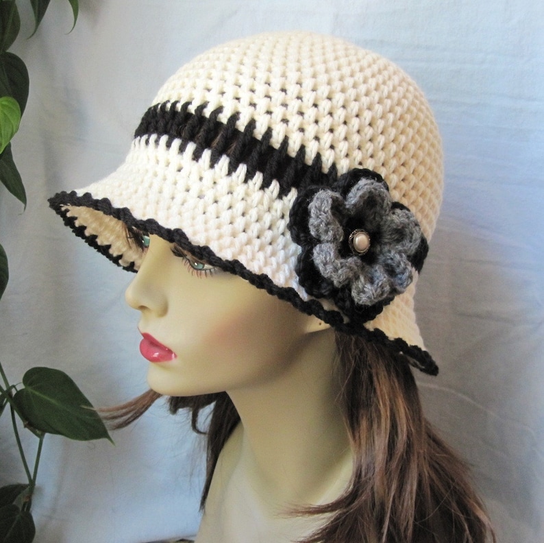 Womens Hat Ivory Tea hat Brim Weddings Cowboy Hat Cream Church Off White and Black Cloche JE278CFCALL Grey Button Flower Chemo