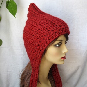 Hoodie, Elf Hat, Pixie Hat, Red Riding Hood, Womens Hat, Warm, Chunky ...