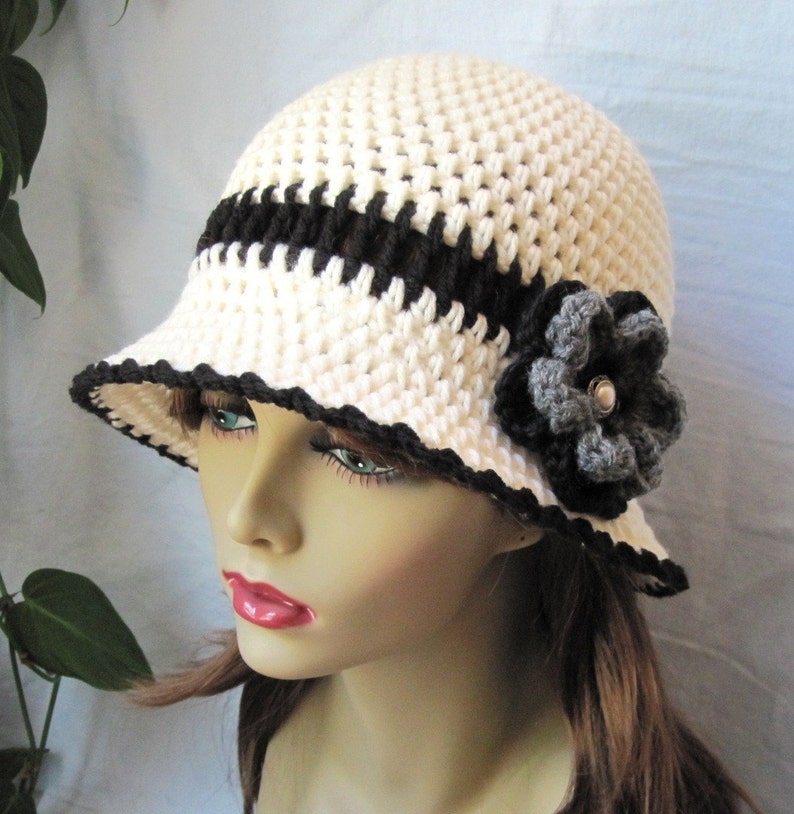 Womens Hat Ivory Tea hat Brim Weddings Cowboy Hat Cream Church Off White and Black Cloche JE278CFCALL Grey Button Flower Chemo