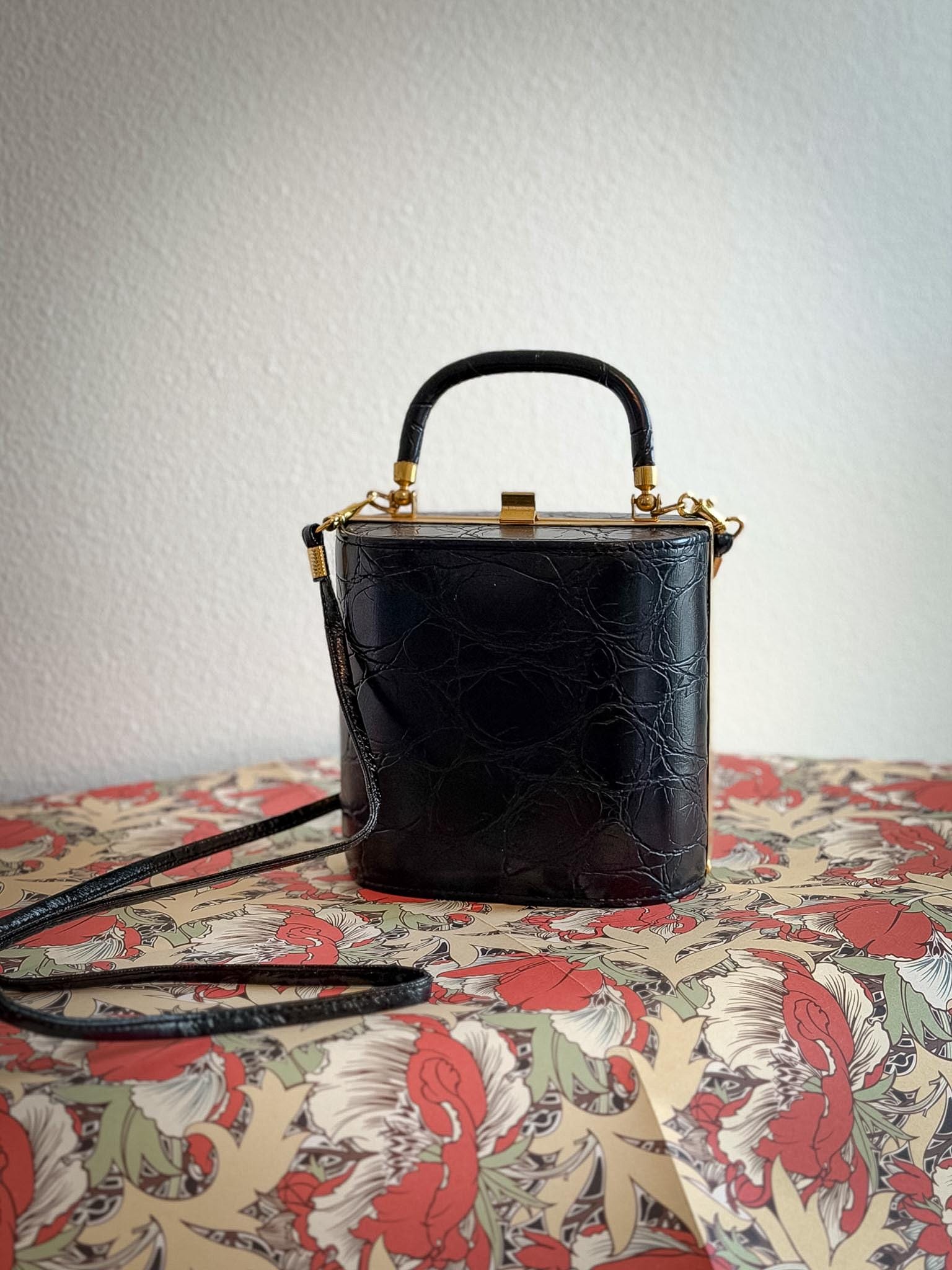 Vintage Black Croc Bag - Etsy