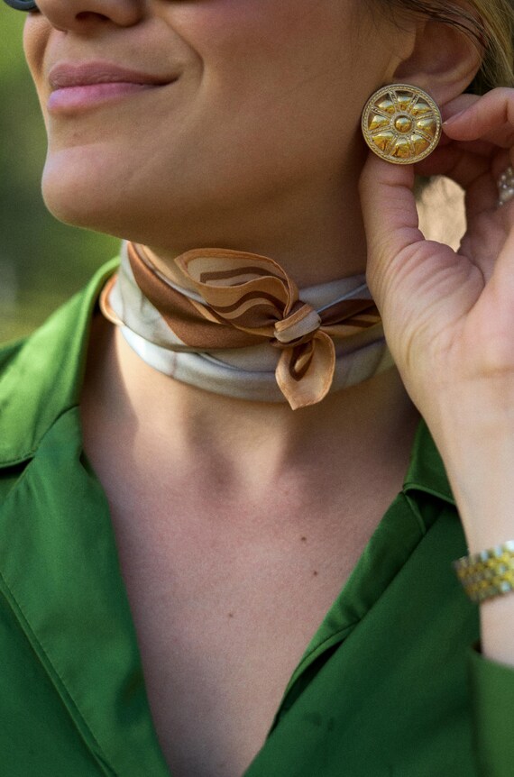 Sunburst Gold Dome Pierced  Earrings - image 2