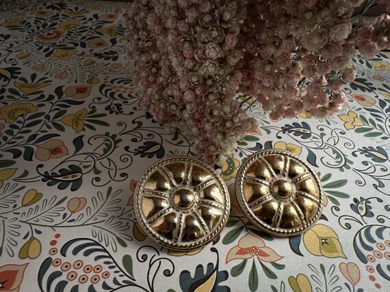 Sunburst Gold Dome Pierced  Earrings - image 3