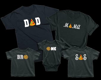 Pizza Family T-Shirts, Family Pizza Shirt, Pizza Theme Birthday Party Shirt, Pizza Slice Mom Dad Bro Sister Shirt, Pizza Lover Tees