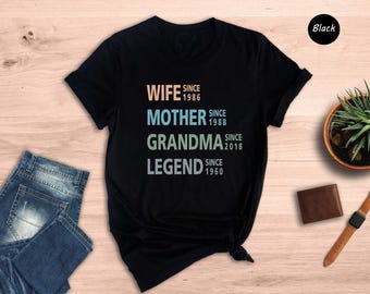 Personalized Mom Grandma Shirt, Mother's Day Shirt, Wife Mother Shirt, Custom Grandmother Shirt, Funny Mom Birthday Gift