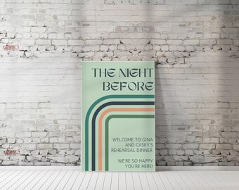 The Night Before Rehearsal Dinner Sign Template | Sage Green Rehearsal Dinner Welcome Sign Instant Download | Customizable Wedding Decor