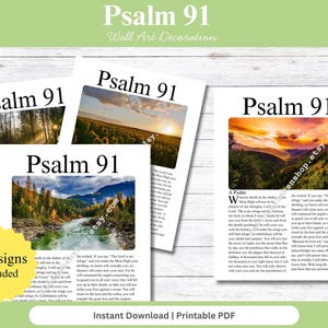 psalm 91 scripture wall art, Christian printable, faith gift for him her, bible verse poster, Christian home decor, psalm 91 sign